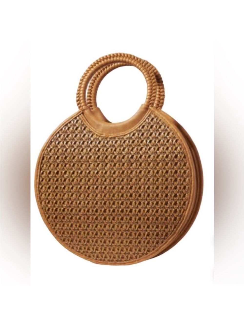 Anthropologie Woven Round Tote Bag - Brown